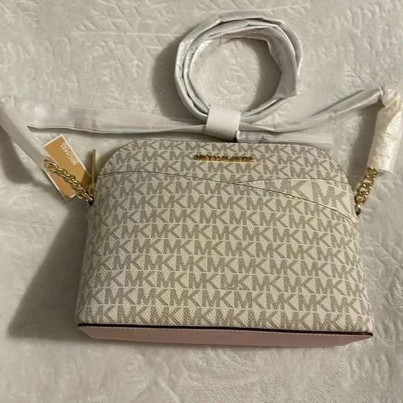 Michael Kors Small Handbag White and Khaki NWT - Picture 2 of 12